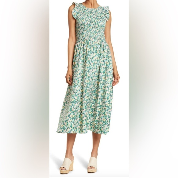 code x mode Dresses & Skirts - CODE X MODE Sleeveless Ruffle Floral Maxi Dress With Pockets - Size L